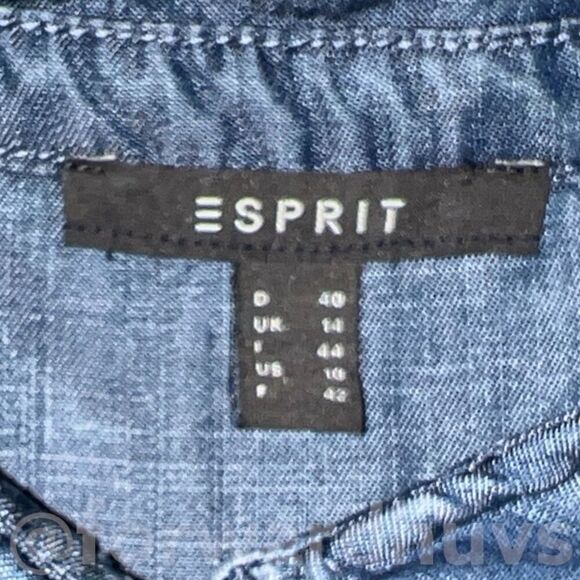 ESprit Light Weight Blue Button Down Dress Size 10 - Picture 10 of 11
